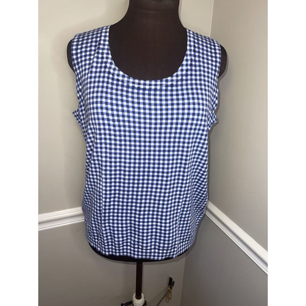 Talbots‎ Plus Size Gingham Sweater Tank Top Plus Size 1x Blue White